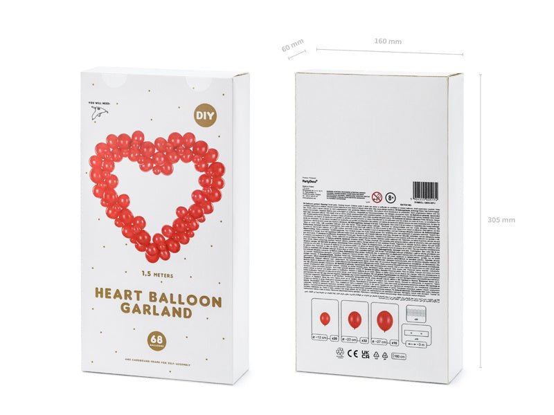 Balloonboog Hart Rood 5 delig van Partydeco koop je bij Partywinkel