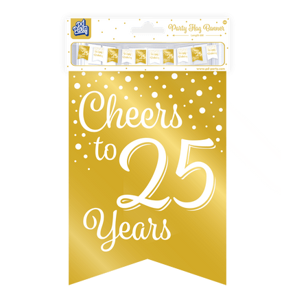 Banner 25 Jaar Goud Wit 6m van Paper Dreams koop je bij Partywinkel