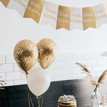 Banner 50 Jaar Goud Wit 6m van Paper Dreams koop je bij Partywinkel