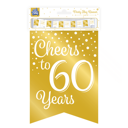 Banner 60 Jaar Goud Wit 6m van Paper Dreams koop je bij Partywinkel