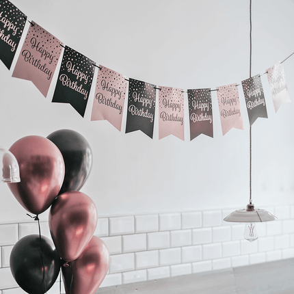 Banner 70 Jaar Roze Zwart 6m van Paper Dreams koop je bij Partywinkel