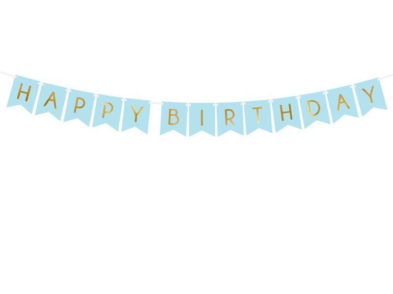 Banner Happy Birthday Lichtblauw 1,75m van Partydeco koop je bij Partywinkel