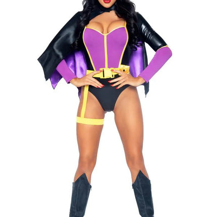 Batgirl Kostuum Zwart Paars Dames Bodysuit Leg Avenue van Leg Avenue koop je bij Partywinkel