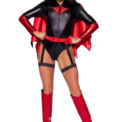 Batgirl Kostuum Zwart Rood Dames Bodysuit Leg Avenue van Leg Avenue koop je bij Partywinkel
