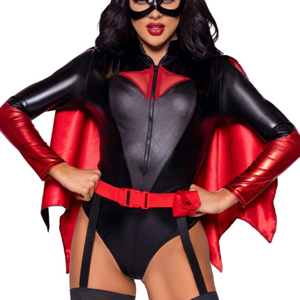 Batgirl Kostuum Zwart Rood Dames Bodysuit Leg Avenue van Leg Avenue koop je bij Partywinkel