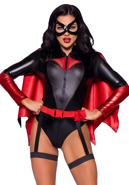 Batgirl Kostuum Zwart Rood Dames Bodysuit Leg Avenue van Leg Avenue koop je bij Partywinkel