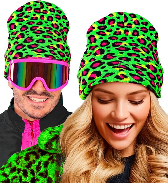 Beanie Luipaard Neon Groen van Widmann koop je bij Partywinkel
