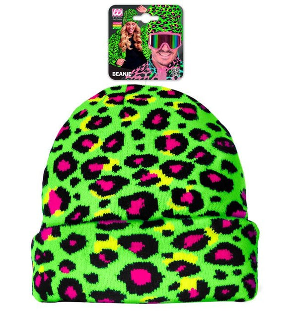 Beanie Luipaard Neon Groen van Widmann koop je bij Partywinkel
