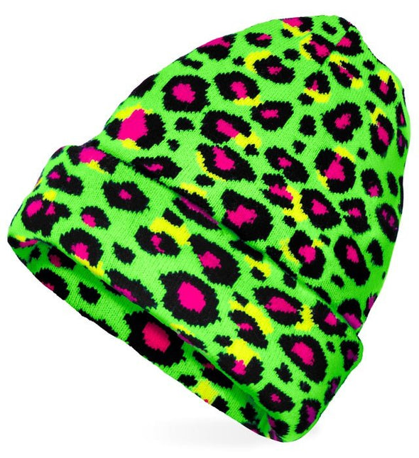 Beanie Luipaard Neon Groen van Widmann koop je bij Partywinkel