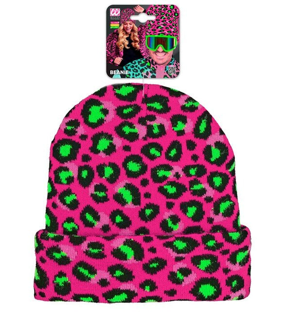 Beanie Luipaard Neon Roze van Widmann koop je bij Partywinkel