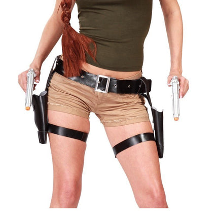 Beenholsters Tomb Raider en Pistolen van Fiestas Guirca koop je bij Partywinkel