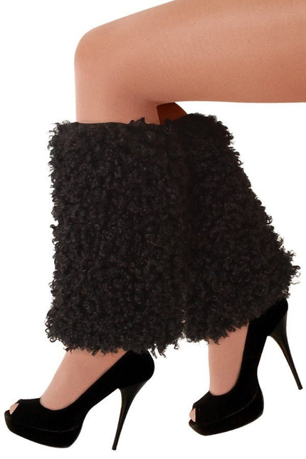 Beenwarmers Pluche Curly Zwart van PartyXplosion koop je bij Partywinkel