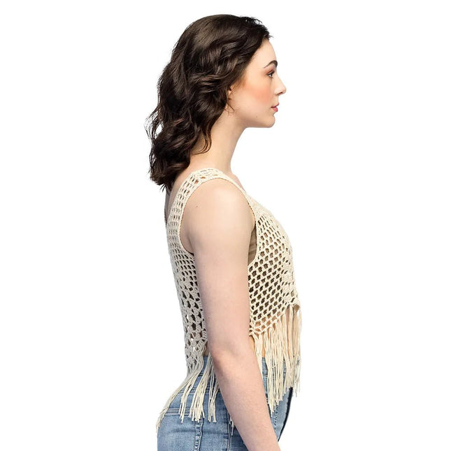 Beige Top Dames Gehaakt van Boland koop je bij Partywinkel