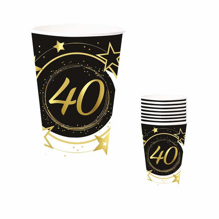 Bekers 40 Jaar 240ml 6st van Fiestas Guirca koop je bij Partywinkel