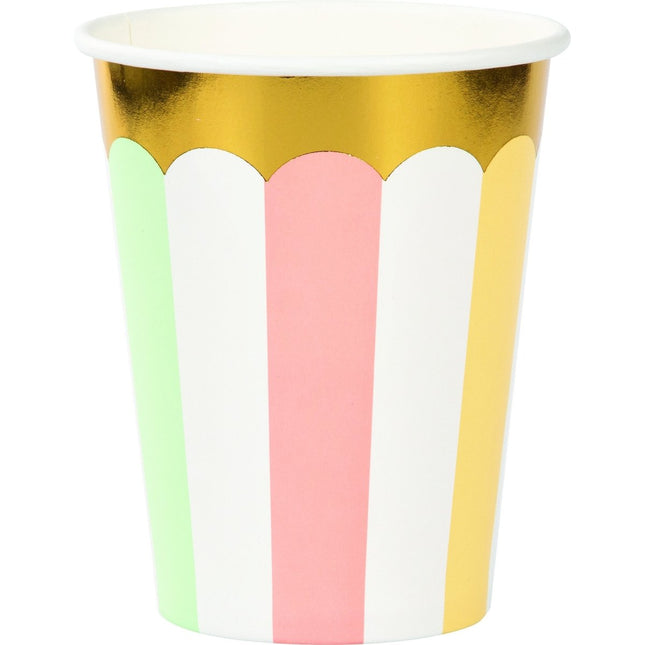 Bekers Strepen Pastel 256ml 8st van Creative Converting koop je bij Partywinkel