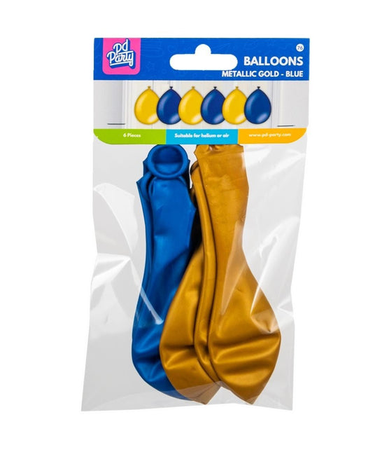 Blauw Gouden Ballonnen Metallic 30cm 6st van Paper Dreams koop je bij Partywinkel