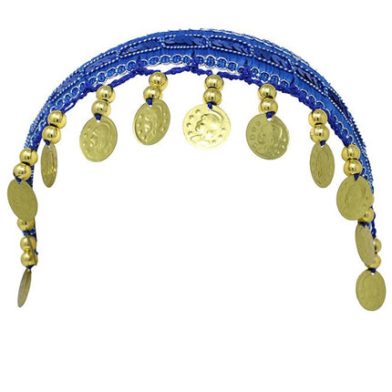 Blauw Gouden Hoofdband Munten van Fiestas Guirca koop je bij Partywinkel