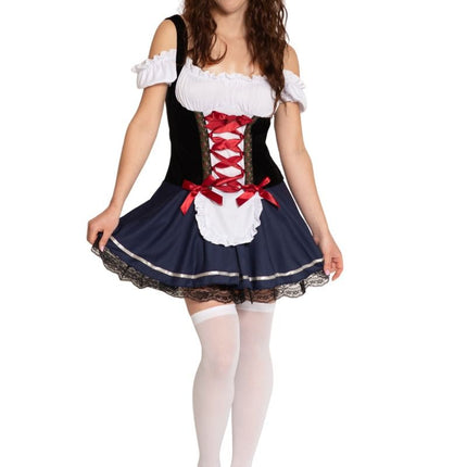 Blauw Witte Dirndl Jurk Oktoberfest Linda van Partychimp koop je bij Partywinkel