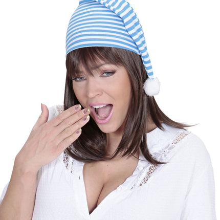 Blauw Witte Slaapmuts van Widmann koop je bij Partywinkel