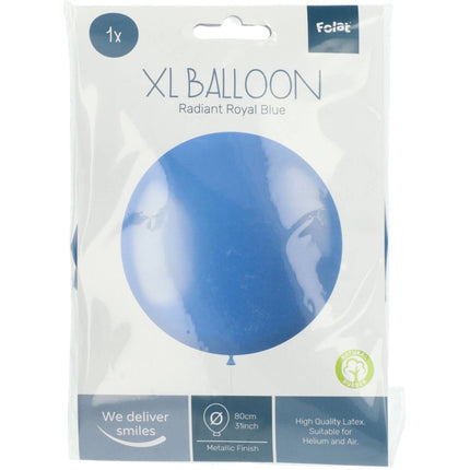 Blauwe Ballon Metallic Royal Blue 80cm van Folat koop je bij Partywinkel