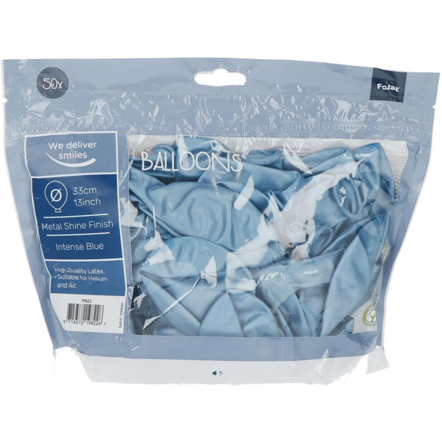 Blauwe Ballonnen Chroom 33cm 50st van Folat koop je bij Partywinkel