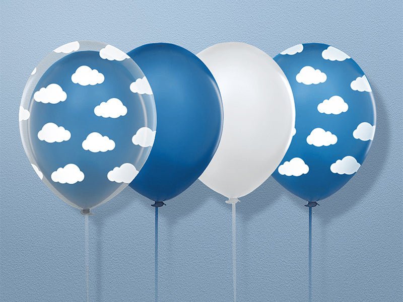 Blauwe Ballonnen Witte Wolken 30cm 6st van Partydeco koop je bij Partywinkel
