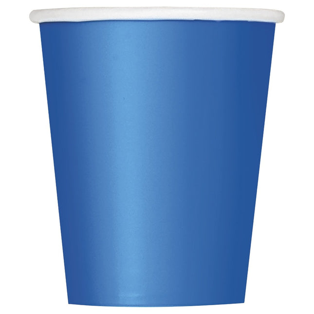 Blauwe Bekers Papier 266ml 14st van Unique koop je bij Partywinkel