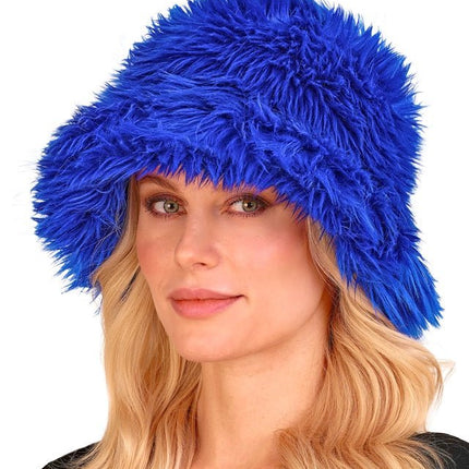 Blauwe Bucket Hat Pluche van Widmann koop je bij Partywinkel