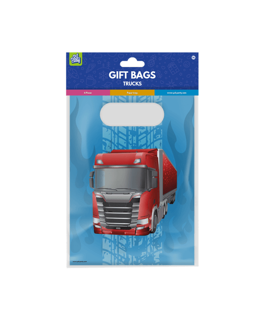 Blauwe Cadeautasje Trucks 23cm van Paper Dreams koop je bij Partywinkel