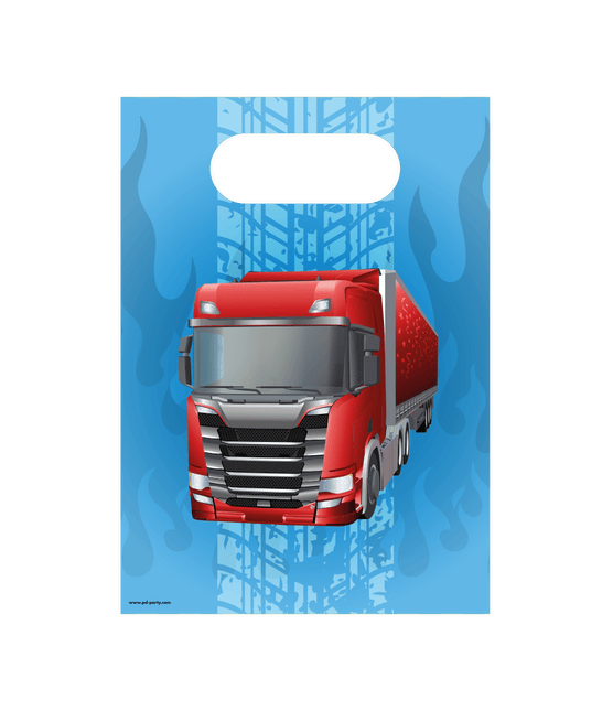 Blauwe Cadeautasje Trucks 23cm van Paper Dreams koop je bij Partywinkel