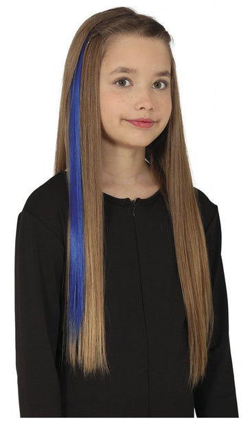 Blauwe Hair Extension 50cm 3st van Fiestas Guirca koop je bij Partywinkel
