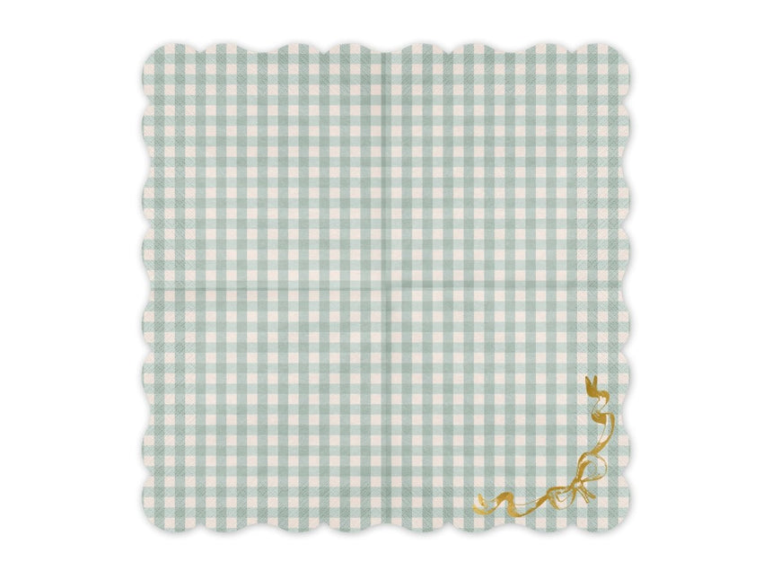 Blauwe Servetten Ruit Met Strik 33cm 12st van Partydeco koop je bij Partywinkel