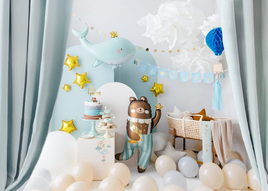 Blauwe Sjerp Mom To Be 75cm van Partydeco koop je bij Partywinkel