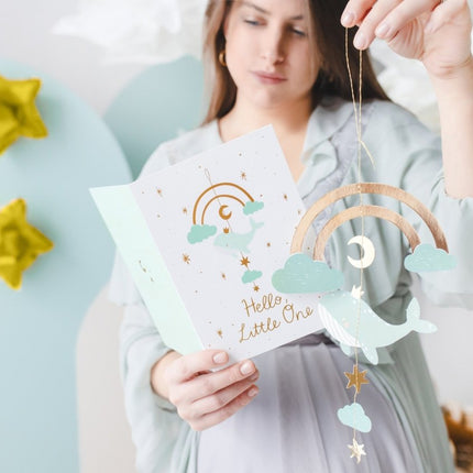 Blauwe Uitnodigingen Hello Little One 14x20cm 11st van Partydeco koop je bij Partywinkel