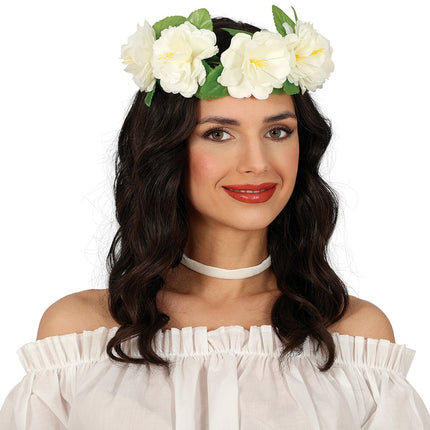 Bloemen Krans Wit 20cm van Fiestas Guirca koop je bij Partywinkel