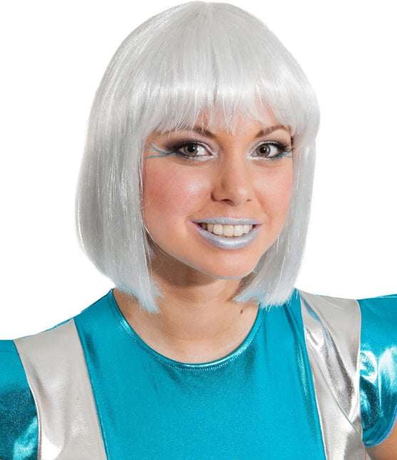 Bob Pruik Wit/Zilver Spacegirl van Orlob koop je bij Partywinkel