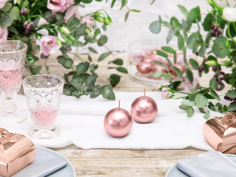 Bolkaarsen Rose Goud Metallic 6cm 10st van Partydeco koop je bij Partywinkel