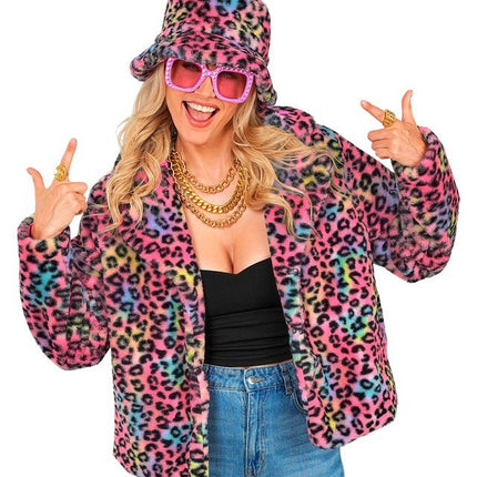 Bontjas Dames Pluche Luipaard Multi van Widmann koop je bij Partywinkel