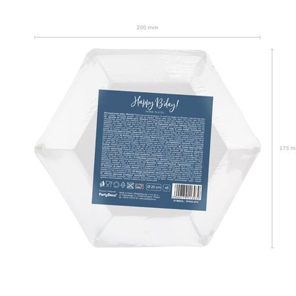 Borden Happy B'Day Blauw 20cm 6st van Partydeco koop je bij Partywinkel