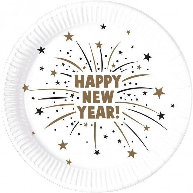 Borden Happy New Year 23cm 8st van Procos koop je bij Partywinkel