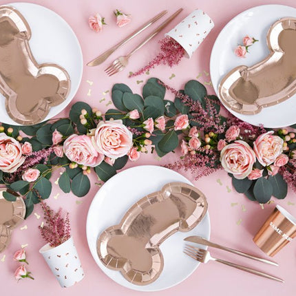 Borden Piemel Rose Goud 26,5cm 6st van Partydeco koop je bij Partywinkel