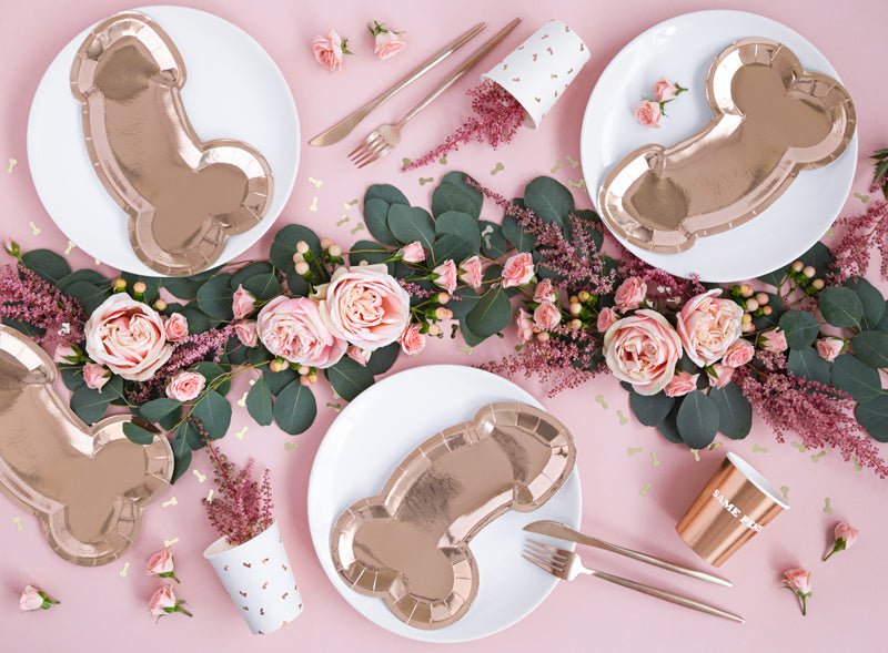 Borden Piemel Rose Goud 26,5cm 6st van Partydeco koop je bij Partywinkel