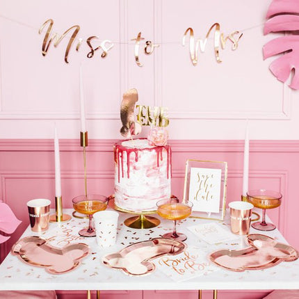 Borden Piemel Rose Goud 26,5cm 6st van Partydeco koop je bij Partywinkel