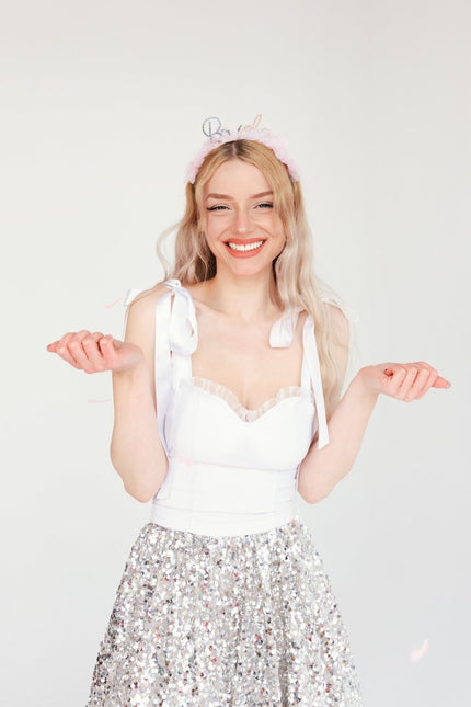 Bride Haarband Roze Zilver van Partydeco koop je bij Partywinkel