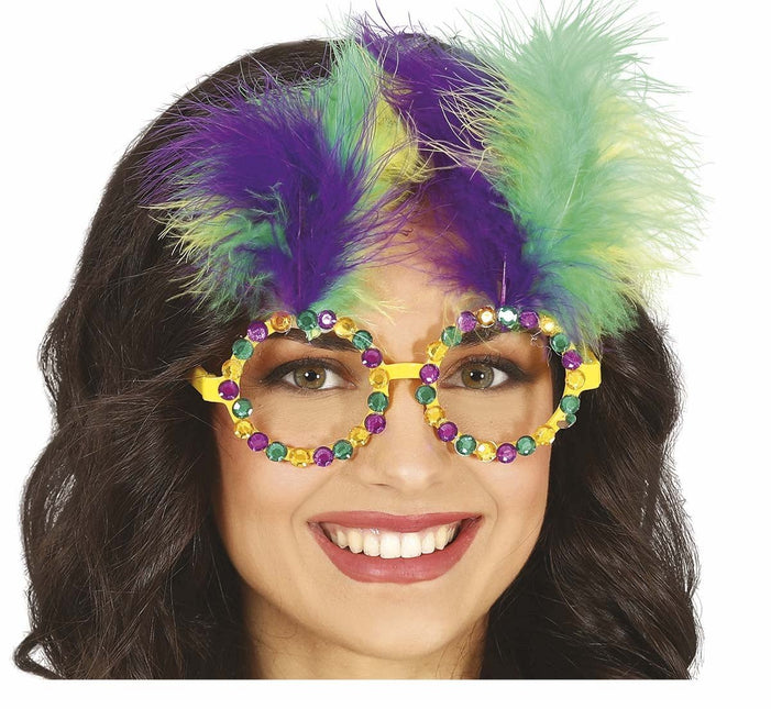 Bril Met Veren van Fiestas Guirca koop je bij Partywinkel