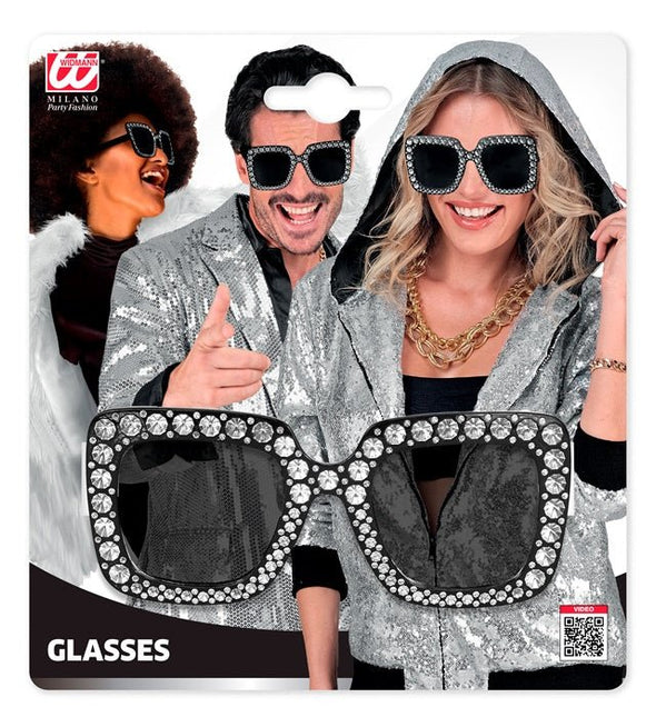 BRIL ZWART MET STRASS van Widmann koop je bij Partywinkel