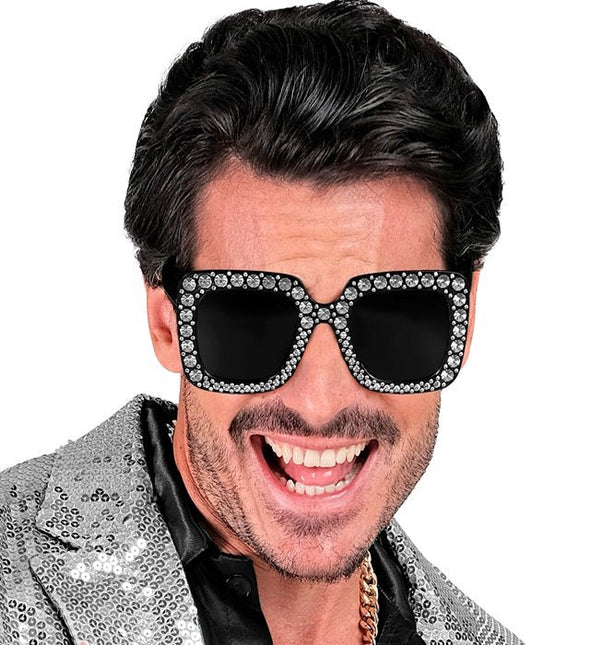 BRIL ZWART MET STRASS van Widmann koop je bij Partywinkel