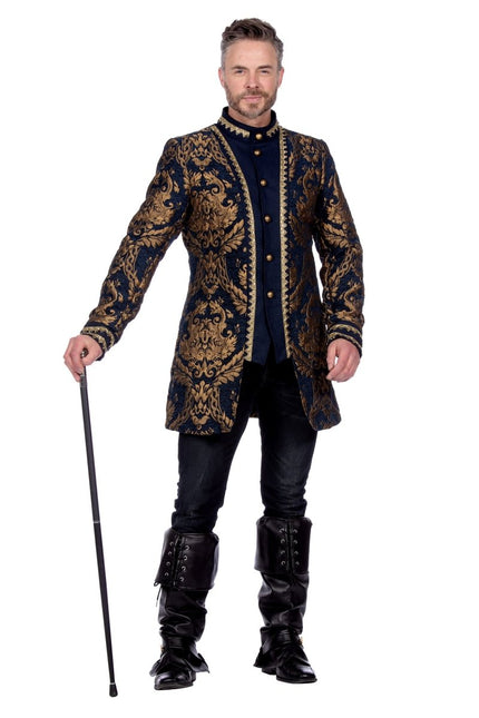 Blauw Gouden Jas Heren Brokaat van Wilbers & Wilbers koop je bij Partywinkel