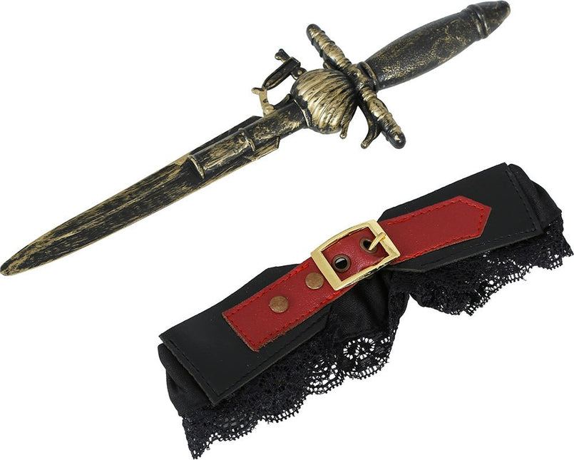 Bruin Nep Mes Met Houder van Fiestas Guirca koop je bij Partywinkel