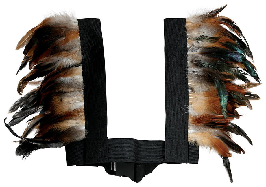 Bruin Zwarte Kraag Veren van Fiestas Guirca koop je bij Partywinkel